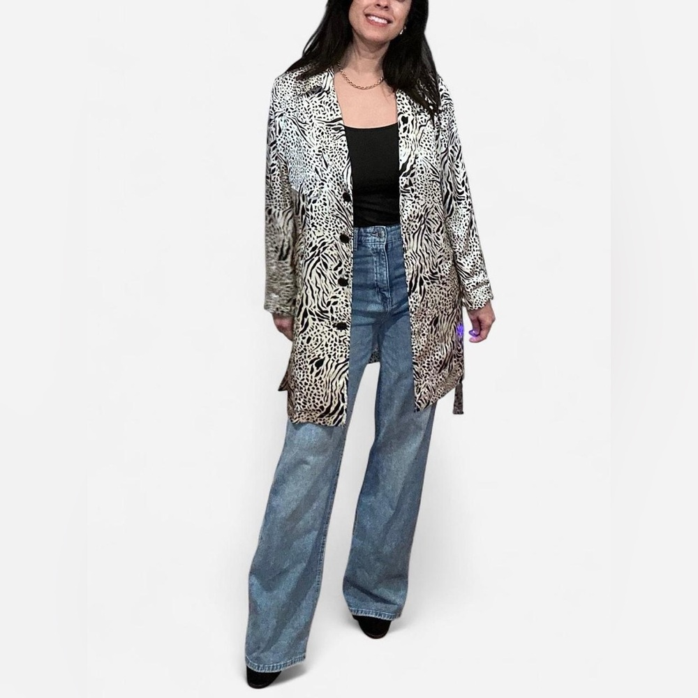 Vintage VotreNom Zebra Print Satin Jacket